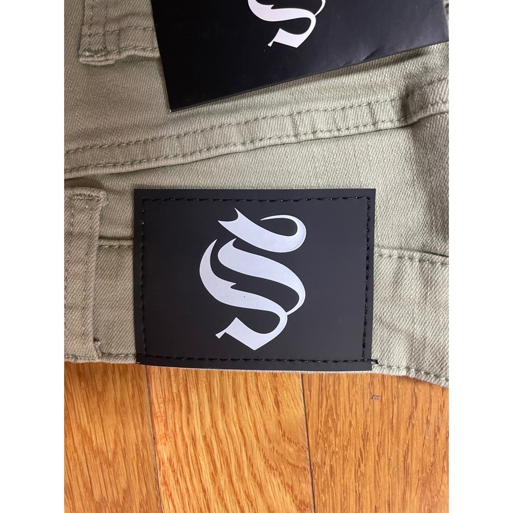 Sinners Attire Mens Skinny Fit Denim Jeans Sage Green Olive 34S New‎ - Picture 3 of 8